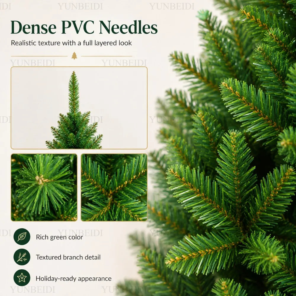 Árvore de Natal Artificial em PVC, Modelo Lápis, de 120CM a 210CM, Grande Decoração para Festas em Família e Atmosfera Natalina