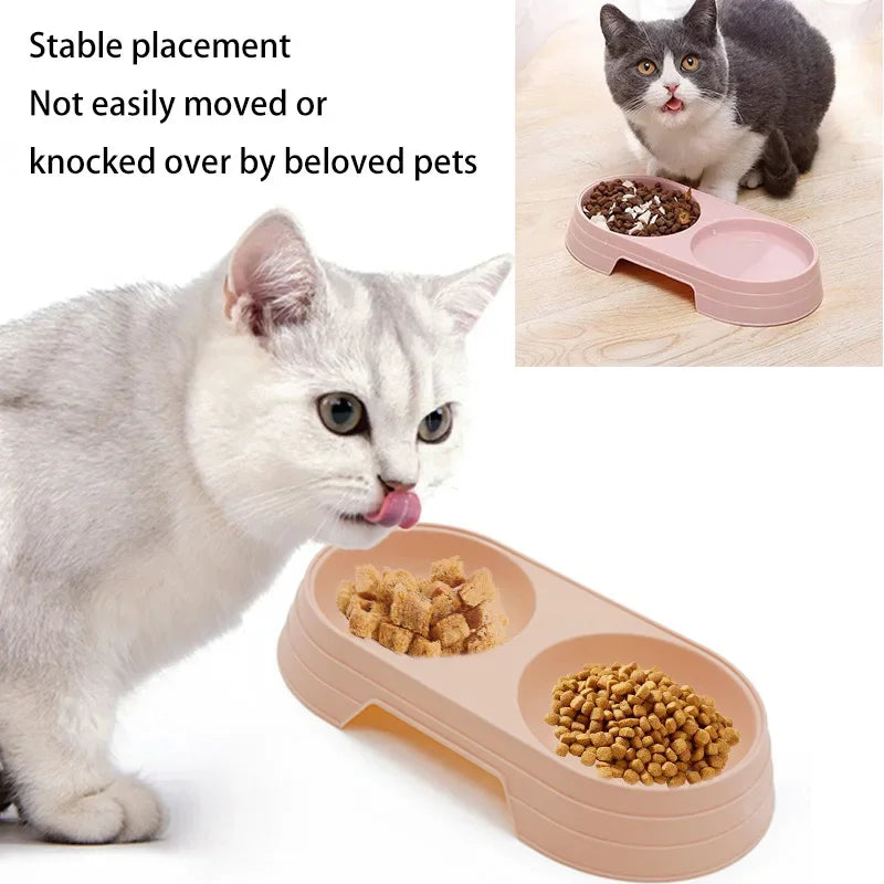Tigela dupla para animais de estimação, cães e gatos, tigelas duplas, macaron, plástico, suprimentos para animais de estimação, acessórios para gatos, produtos para gatos