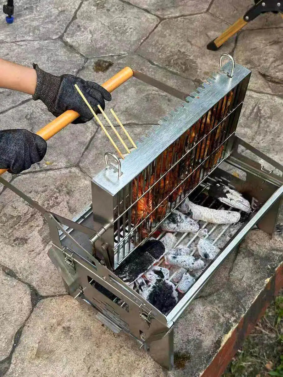 Churrasqueira a Carvão Rotativa Elétrica para Uso Doméstico e Externo