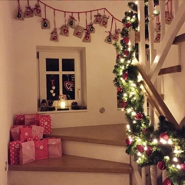 2.7m 5 cores decorações de natal guirlanda decoração rattan luzes grinalda decorado lareira escadas parede porta decoração