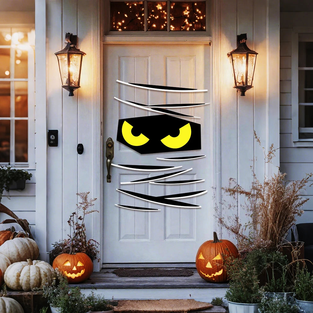 Decorações de Halloween, Adesivos para Portas de Quarto, Decoração de Janela, Mão de Esqueleto, Abóbora, Adesivos DIY para Janela, Fantasma, Diabo, Chapéu de Bruxa
