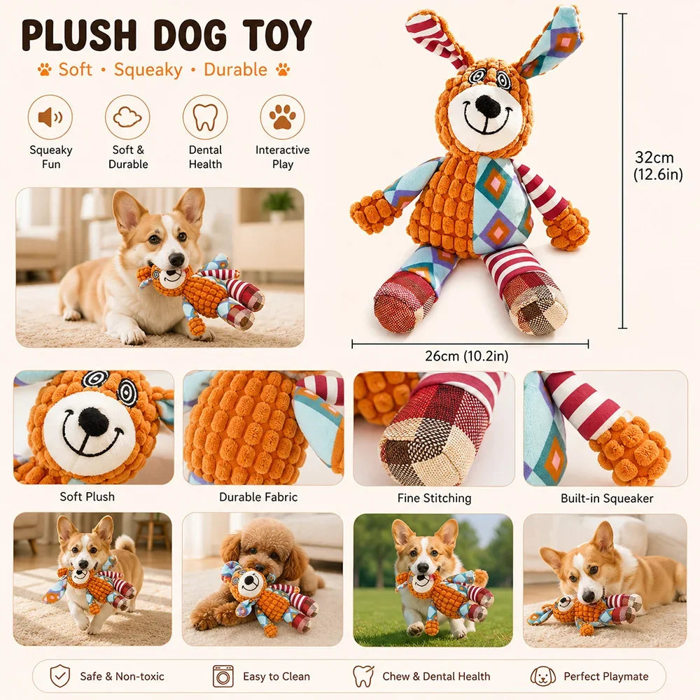 Brinquedo de Pelúcia para Animais de Estimação com Apito, Brinquedo de Quebra-Cabeça para Gatos e Cães, Companheiro Macio e Durável, Brinquedo de Mastigar para Limpeza dos Dentes, Design Resistente à Mastigação, Arti