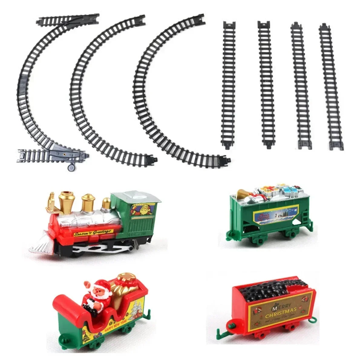 Trem Elétrico de Natal, Brinquedo de Decoração para Árvore de Natal, Trilho de Trem com Som e Luz, Carro de Trem, Presentes de Natal