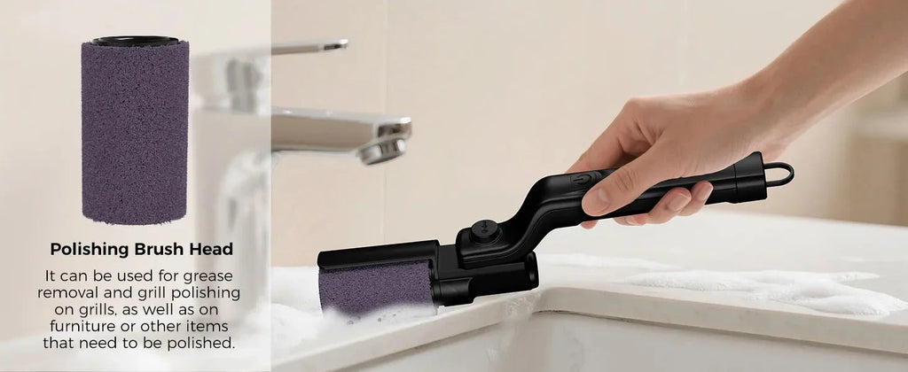 Escova Elétrica para Grelha 2 em 1 Sem Fio Recarregável, Escova de Limpeza para Grelha com Cabeça de Aço Inoxidável, Potência de 3 Velocidades para Grelhas de Churrasco