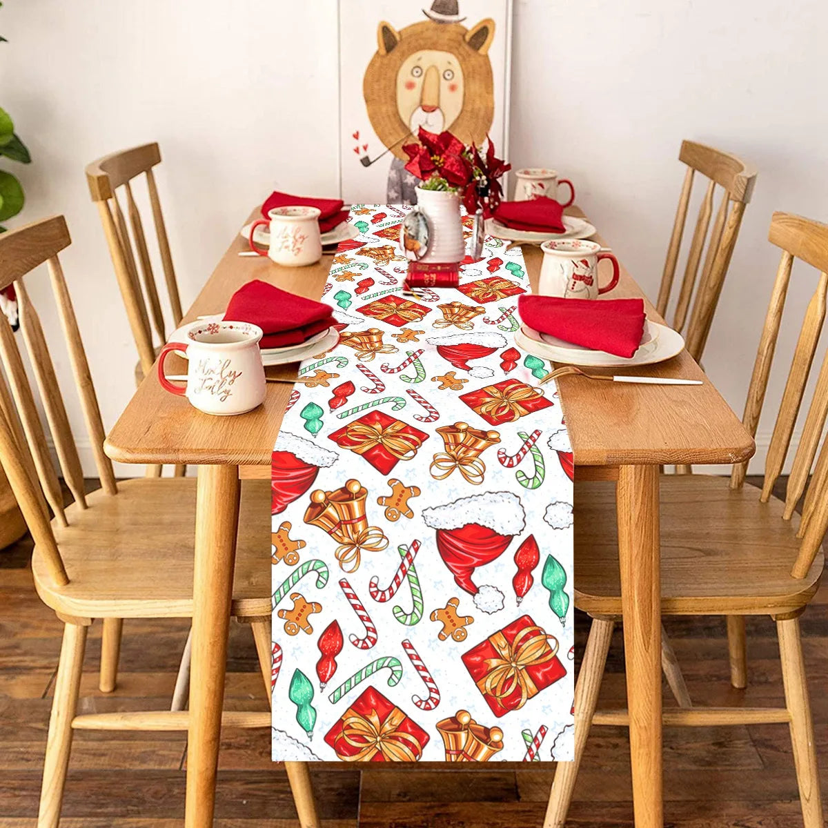 Natal papai noel corredor de mesa navidad natal noel árvore boneco de neve bandeira de mesa feliz natal decoração para casa 2025 ano novo 2026