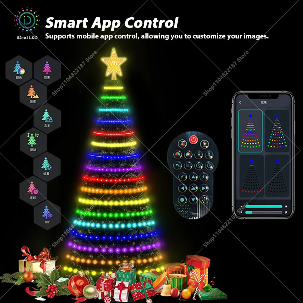 Nova árvore de natal 400led luzes app-controle diy padrão exibição para casa decorações da árvore de natal luzes