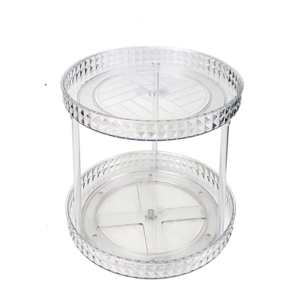 1pc/rack de cozinha rack de armazenamento rotativo transparente armazenamento de especiarias armazenamento de condimentos multi-camada rack de armazenamento de plataforma giratória