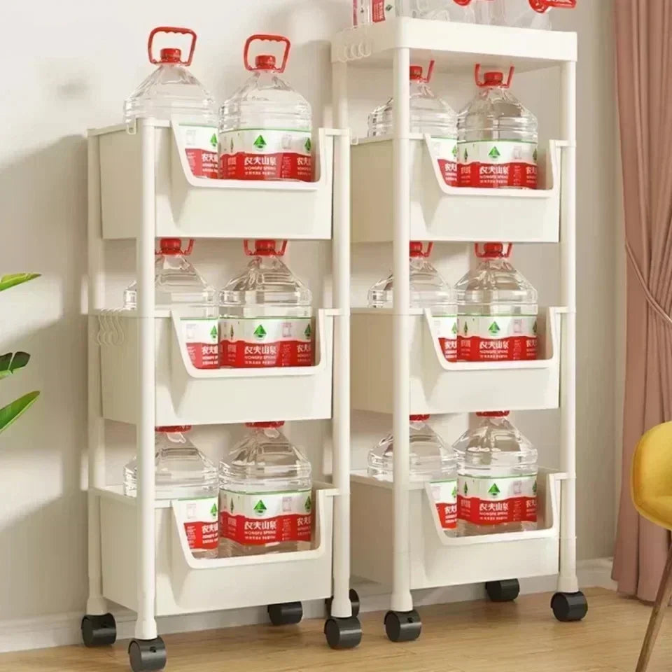 Carrinho Organizador Móvel com Rodas para Casa e Cozinha, Estante de Armazenamento Multicamadas para Lanches, Quarto e Sala de Estar, 2-5 Peças