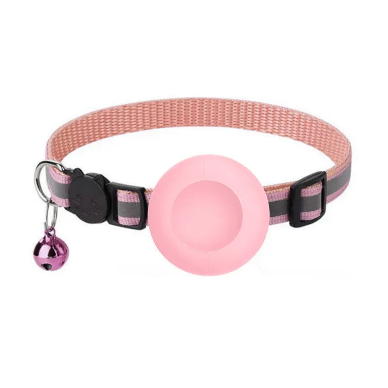 Coleira para Gato Airtag, Fivela de Segurança Refletiva com Sino, Coleira GPS Ajustável Anti-Perda para Gatinhos e Filhotes