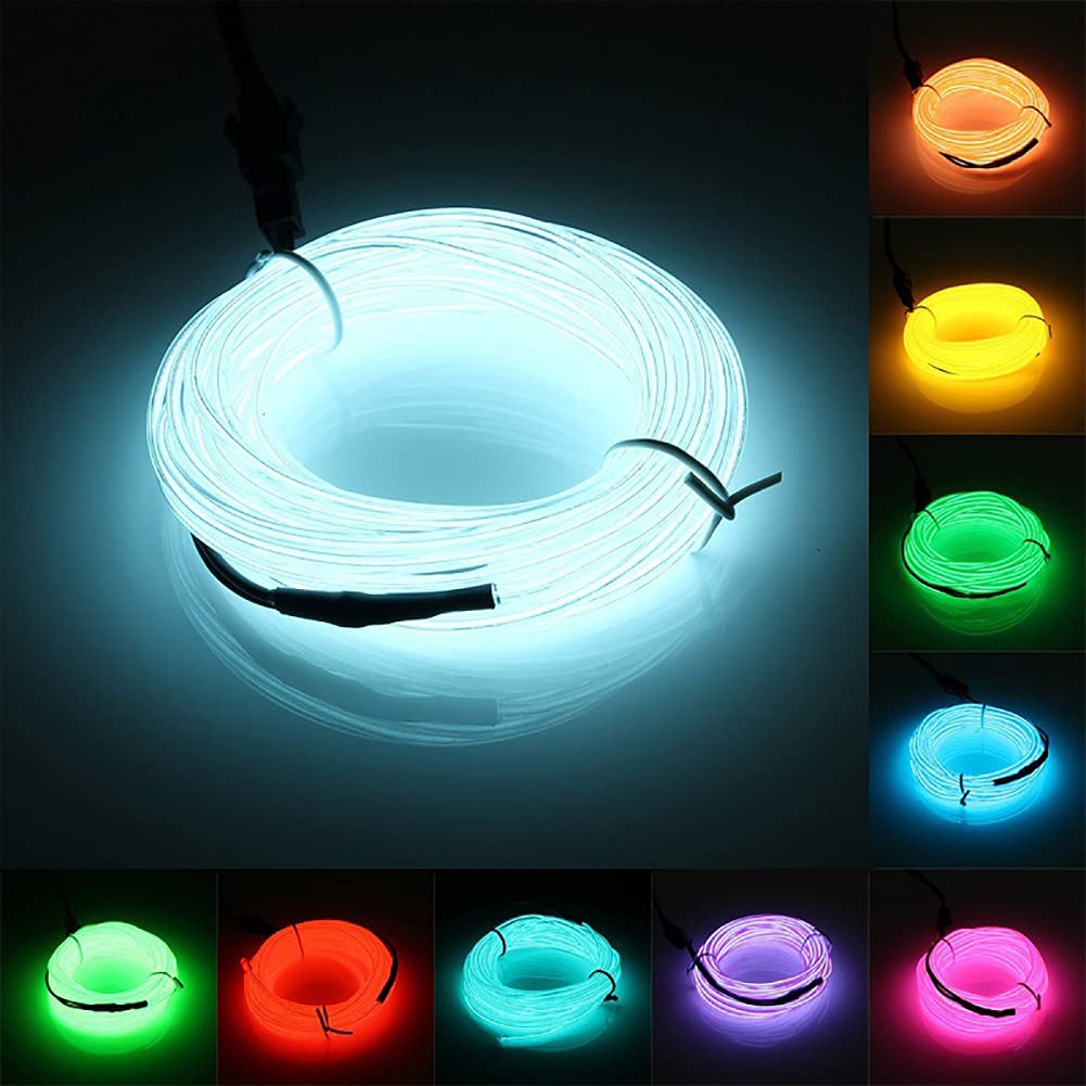 Carro Interior LED Strip Light, Neon EL Fiação, Lâmpada Decorativa para Auto, Luz Ambiente Flexível, Diodo de Festa Atmosfera, USB, 5m