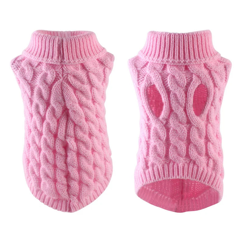 Roupas de inverno para animais de estimação, suéter para cães pequenos, roupas para gatos, quente, gola alta, chihuahua, colete lanoso, yorkie, casaco de cachorro de pelúcia