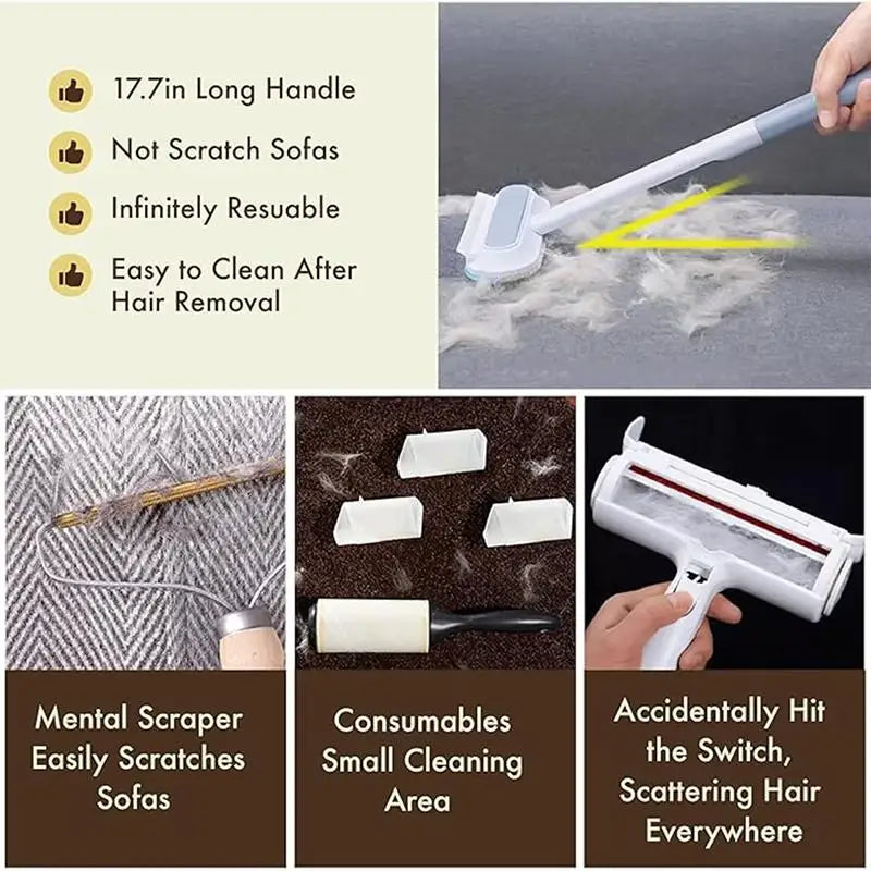 A removedor de pêlos para animais de estimação é adequada para móveis, durável e reutilizável, limpador de pelúcia lavável para cães e gatos, família e ao ar livre