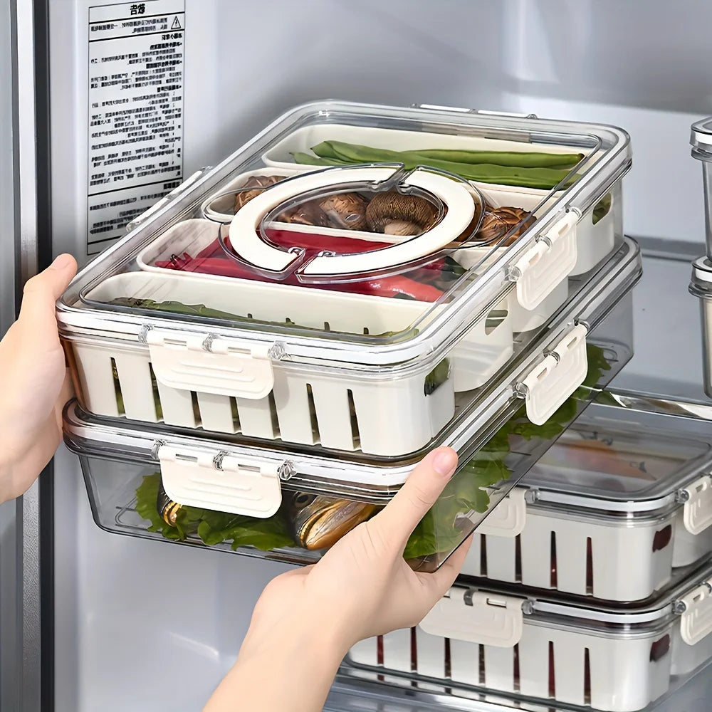 Bandeja de Servir Dividida com Tampa, Recipiente para Armazenamento de Alimentos, Caixa de Lanches, Recipientes para Lanches com 8 Compartimentos, Recipientes para Armazenamento de Frutas