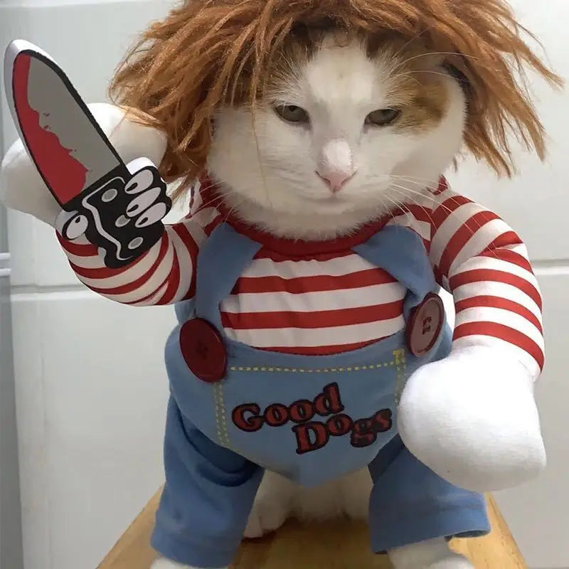 Fantasia de Halloween para Animais de Estimação – Vestido para Cães Pequenos e Médios – Roupa Divertida e Estilosa para Cães e Gatos Brincando com Roupas Engraçadas