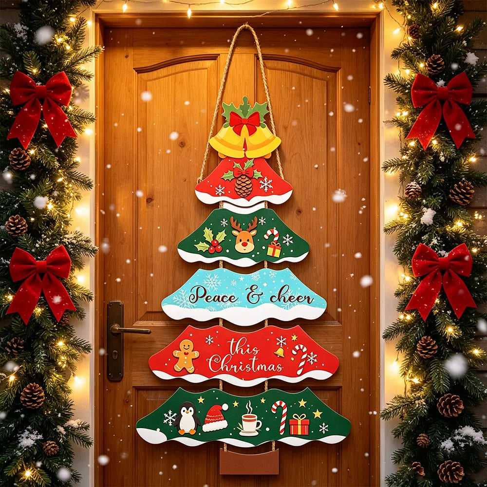 Enfeite de Papel para Árvore de Natal, Placa Festiva para Pendurar na Porta ou Parede, Decoração de Natal para Varanda, Janela, Casa e Festa