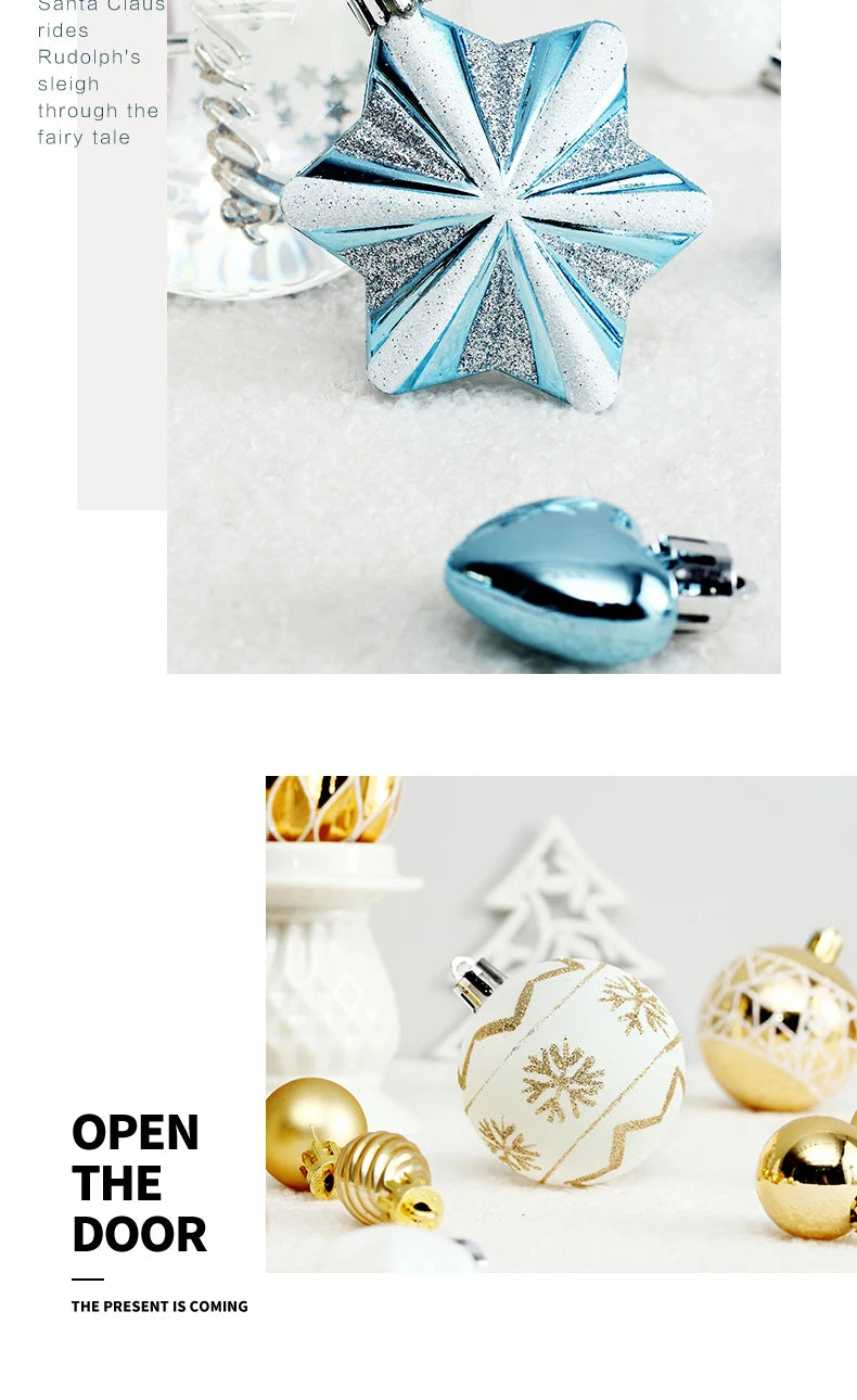    Ornamentos de bola de natal de 73 pces, decorações de suspensão inquebráveis do ornamento da bola de natal para a árvore de natal