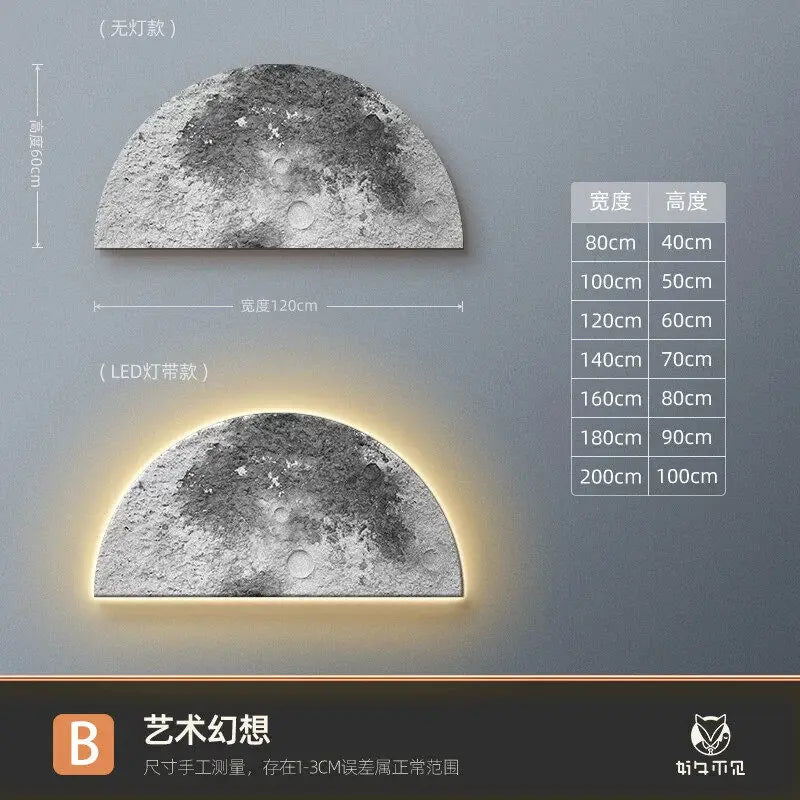 Pintura Decorativa para Sala de Estar com Tema Lunar, Pintura com Lâmpada LED de Parede, Painel de Fundo, Sensação de Alto Padrão, Pintura Suspensa em Arenito