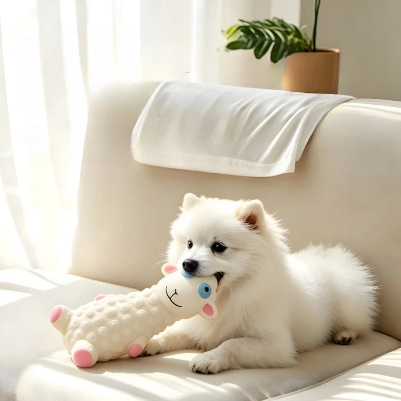 Brinquedos de látex para animais de estimação: brinquedos de borracha para mastigar, com formatos de boi e ovelha, ideais para limpar os dentes dos cães. Brinquedo para mastigar resistente a mordidas, com som, para cães.