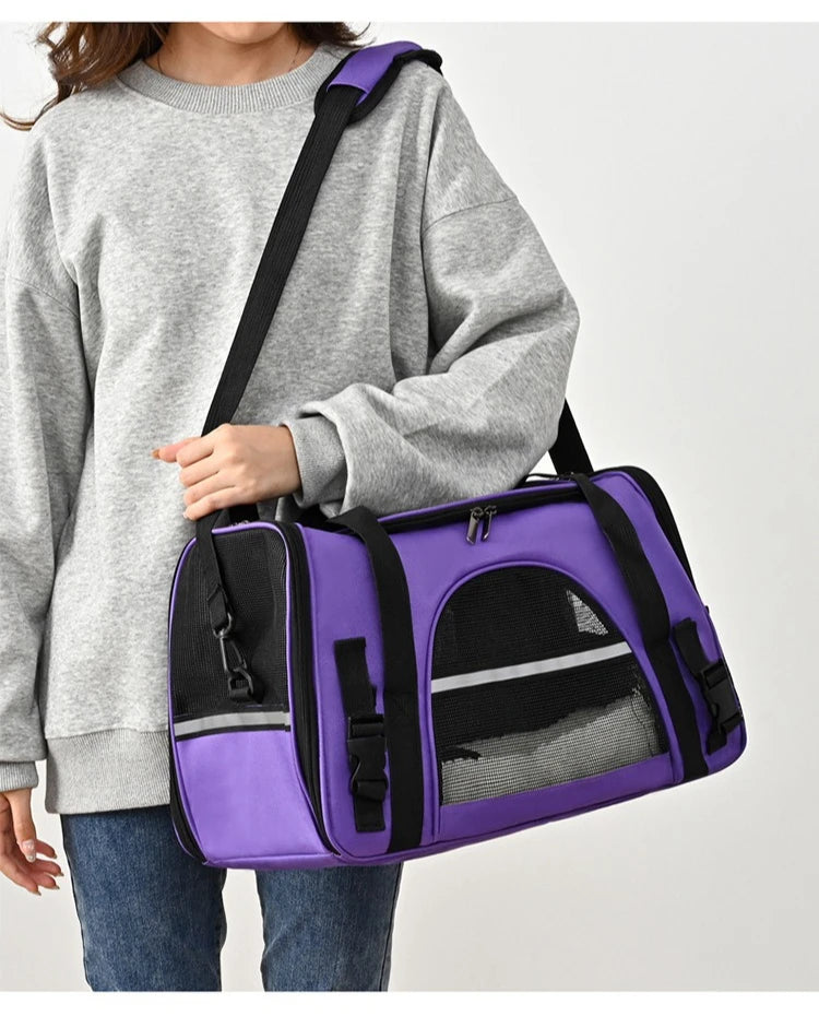 Portadores de animais de estimação mochila portátil respirável dobrável bolsa de ombro gato cão portador sacos de viagem de saída animais de estimação bolsa de transporte.