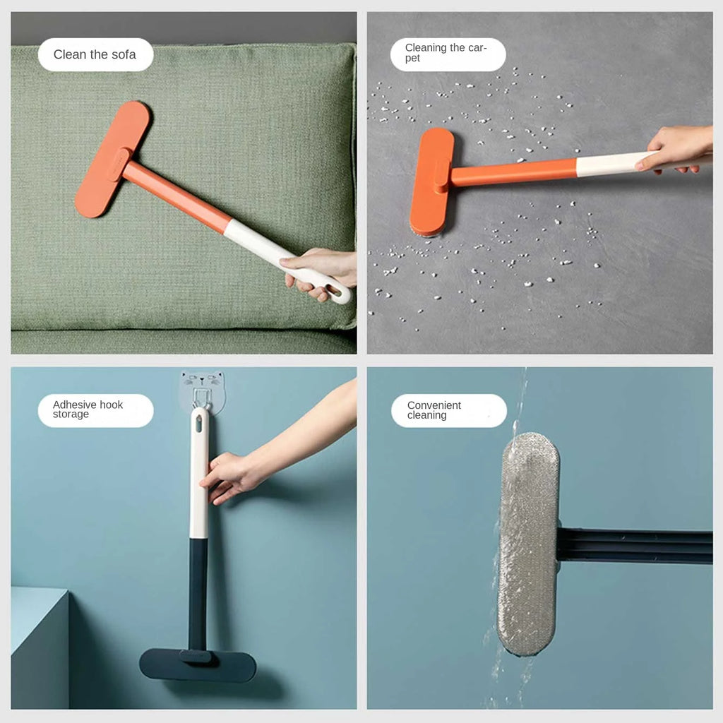 Escova Multifuncional de Cabo Longo para Janelas, Escova de Limpeza de Uso Duplo (Úmido e Seco), Escova para Vidros, Sofá, Parede, Pelos de Animais, Limpeza de Carpetes