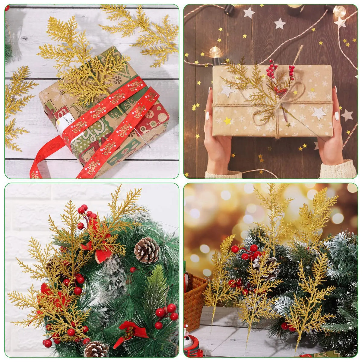 Decoração de natal glitter ramos bagas buquê de flores artificiais enfeites de árvore de natal para casa ano novo 2025 navidad