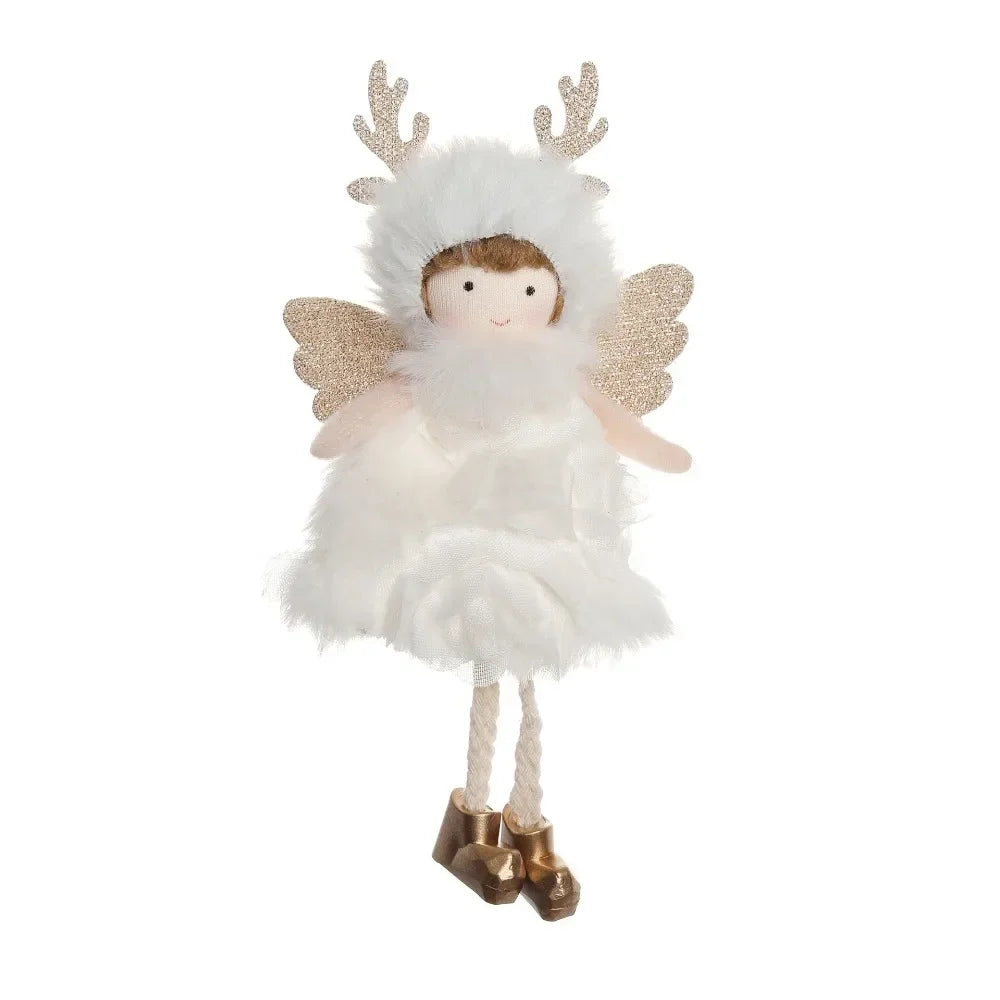 Natal Pendurado Malha Sequin Saia, Anjo Xmas Árvore Pingente Enfeites, Decoração de Casa, Noel, Presentes, 2022
