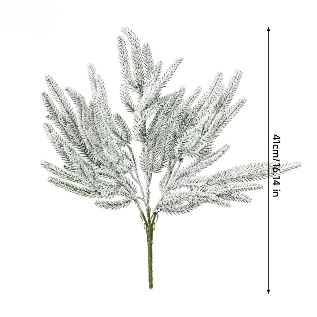 Galhos de Pinheiro Artificiais de Natal com Agulhas de Pinheiro Nevadas, Guirlanda de Planta Artificial para Decoração DIY