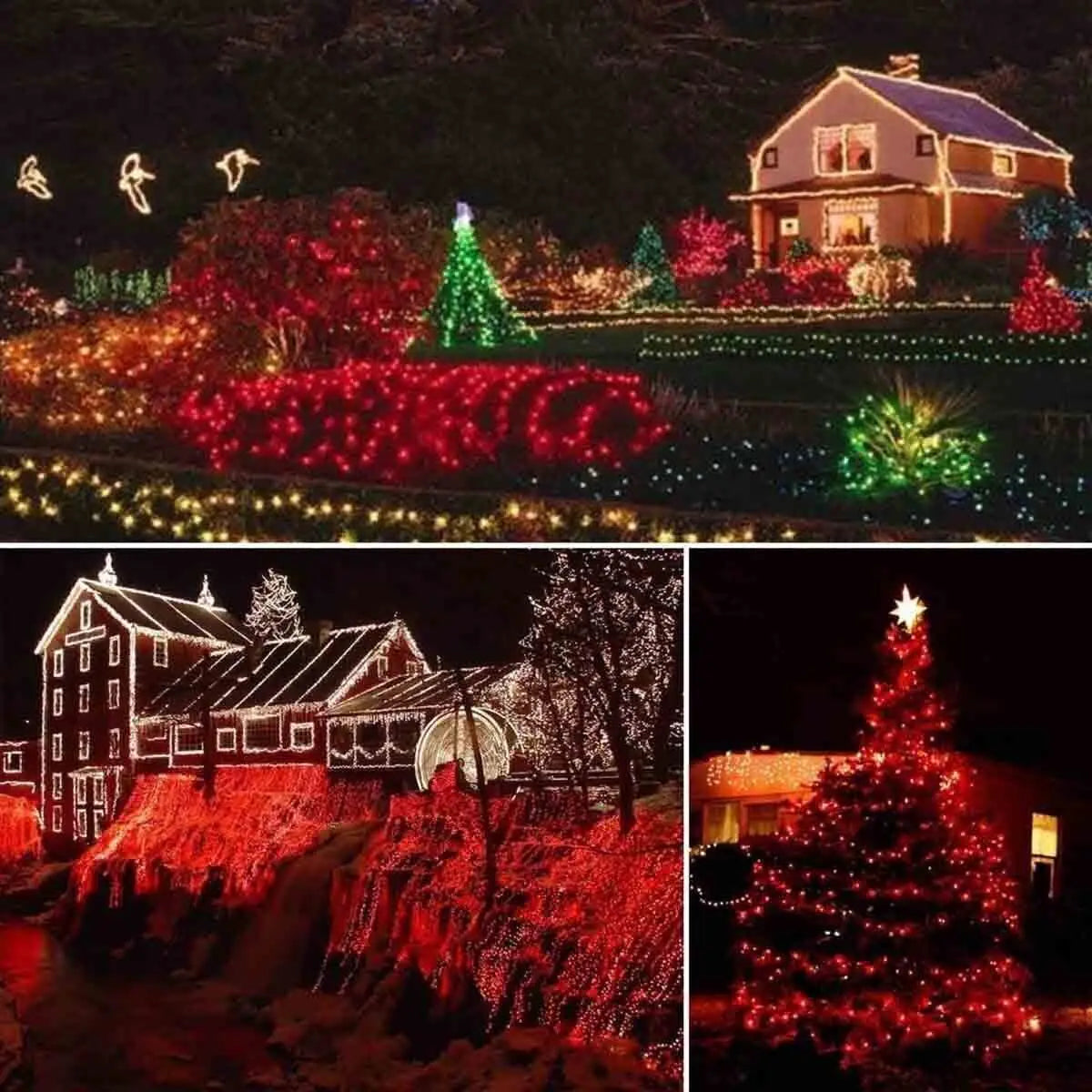 Luzes de corda solares LED 300LED 8 modos movidos a energia solar luzes de Natal ao ar livre à prova d'água estrelado luzes de fadas de Natal