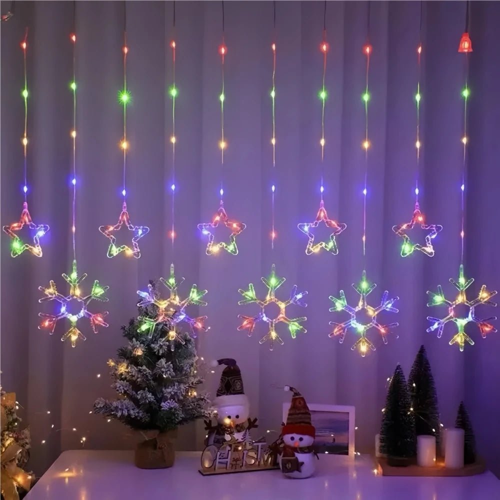 Cortina de Luzes de Natal, Luzes de Fada, 3M, Alimentação USB, Controle Remoto, 8 Modos, Decorações LED para Janelas de Casa