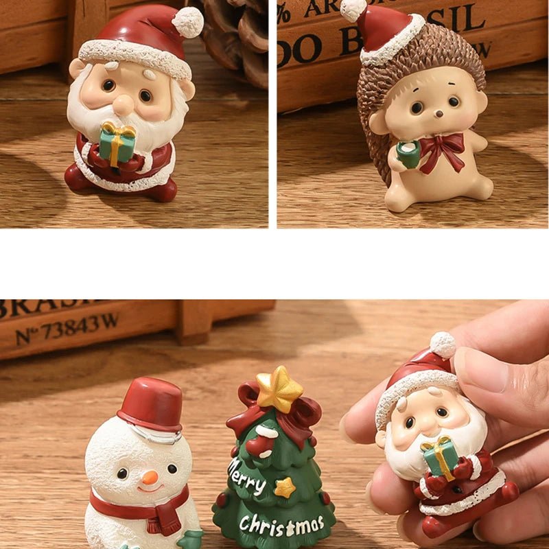 Natal resina família pequenos animais ornamentos criativo decoração para casa mini árvore de natal velho presente de natal