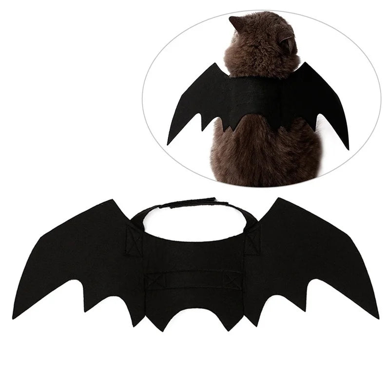 Halloween bonito roupas para animais de estimação preto morcego asas arnês traje cosplay gato cão festa de halloween para suprimentos para animais de estimação
