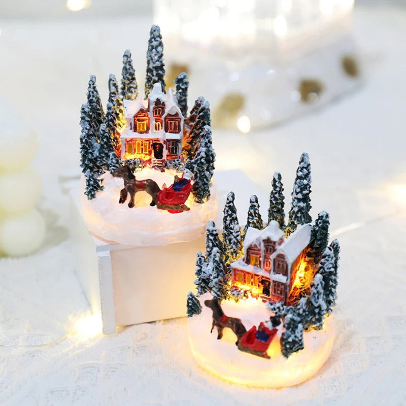 Decorações de natal led luzes da noite luminosa micro paisagem casa presente criativo das crianças natal ano novo ornamentos