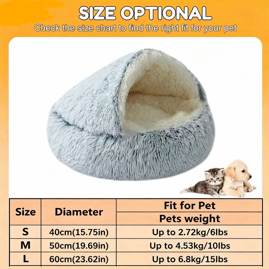 Camas aconchegantes para gatos, colchão para cães, cama quente e macia de pelúcia para animais de estimação, em formato de concha, semi-fechada, ninhos para dormir para gatos, para cães pequenos e gatinhos