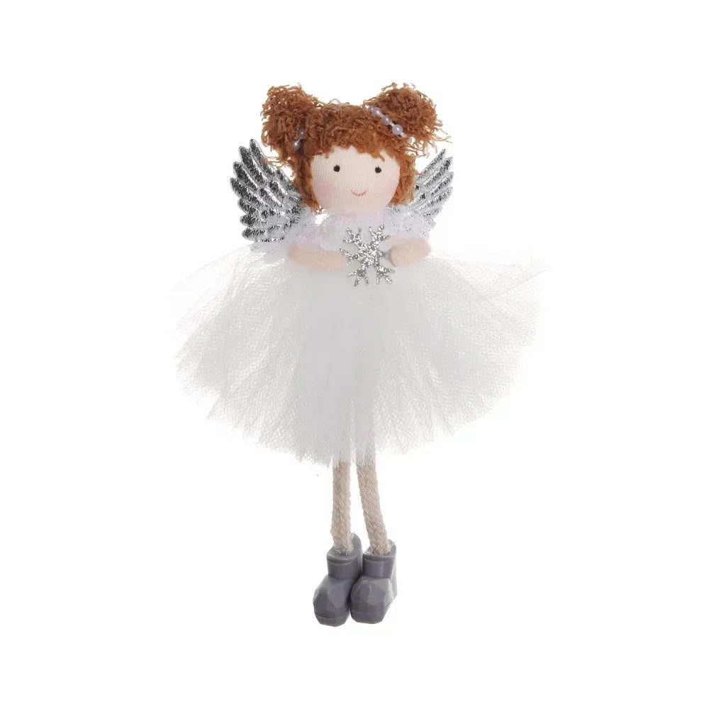 Natal Pendurado Malha Sequin Saia, Anjo Xmas Árvore Pingente Enfeites, Decoração de Casa, Noel, Presentes, 2022