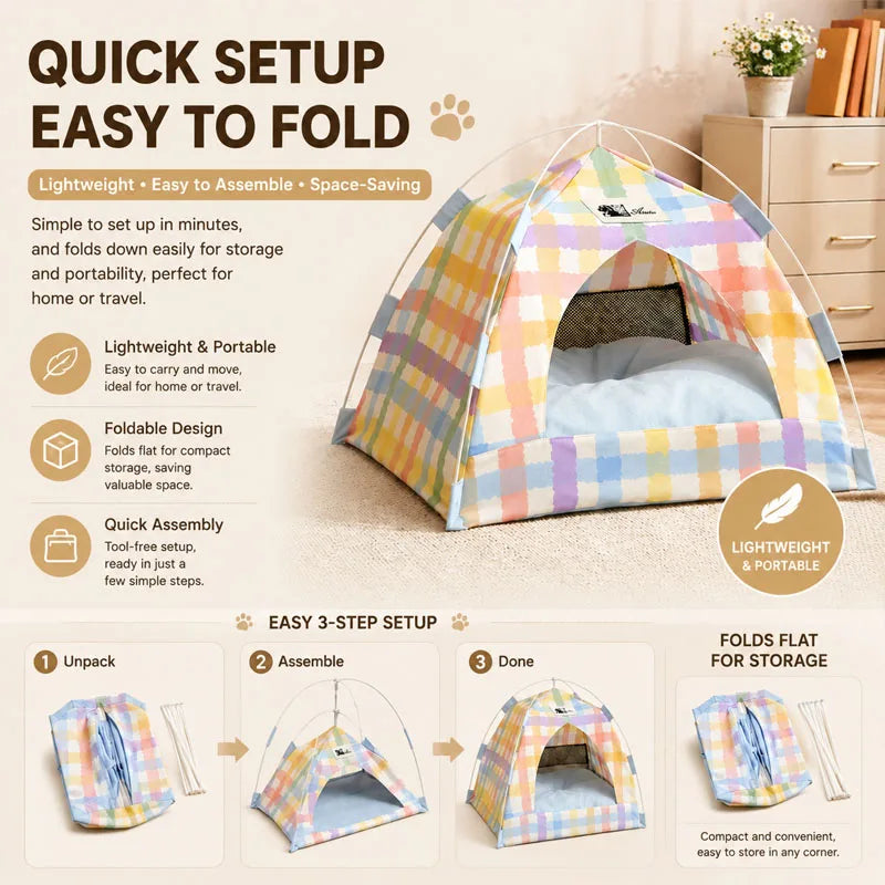 Cama Tenda para Pets, Cesto Sofá Removível para Gatos, Casa Semi-fechada de Lona para Gatos, Caverna para Cães, Cama para Gatos para Decoração de Ambientes, Artigos para Pets