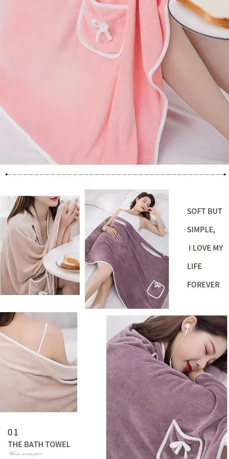 Toalhas de Banho Femininas Vestíveis para Meninas 90*130cm, Secagem Rápida, para Praia, Spa, Roupão de Banho, Roupa de Banho, Toalha para Chuveiro e Academia