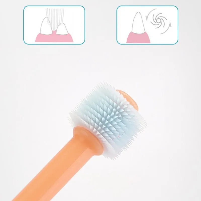 Pequena cabeça Pet Toothbrush, 360-degrees Dog Teeth Cleaning, Soft Hair Cat Tooth Brush, Pet Products