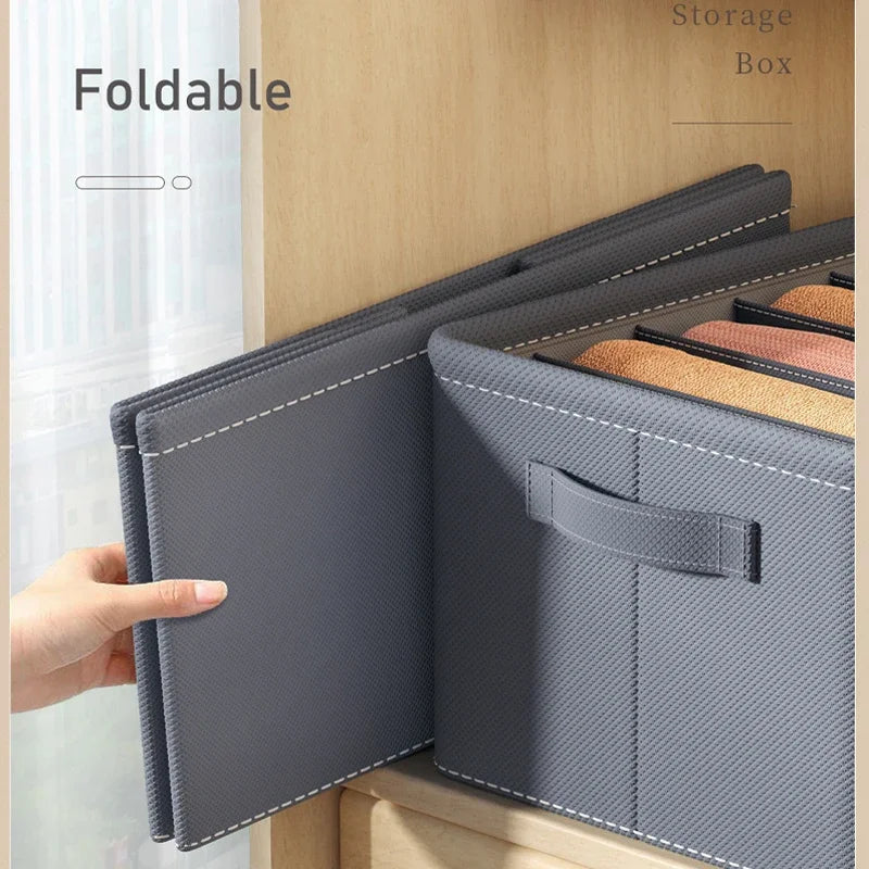 Caixa organizadora de roupa com 6/7/9 compartimentos, para guardar calças mais grossas, dobrável, com divisórias, ideal para camisolas, camisas e gavetas de armários e guarda-roupas.