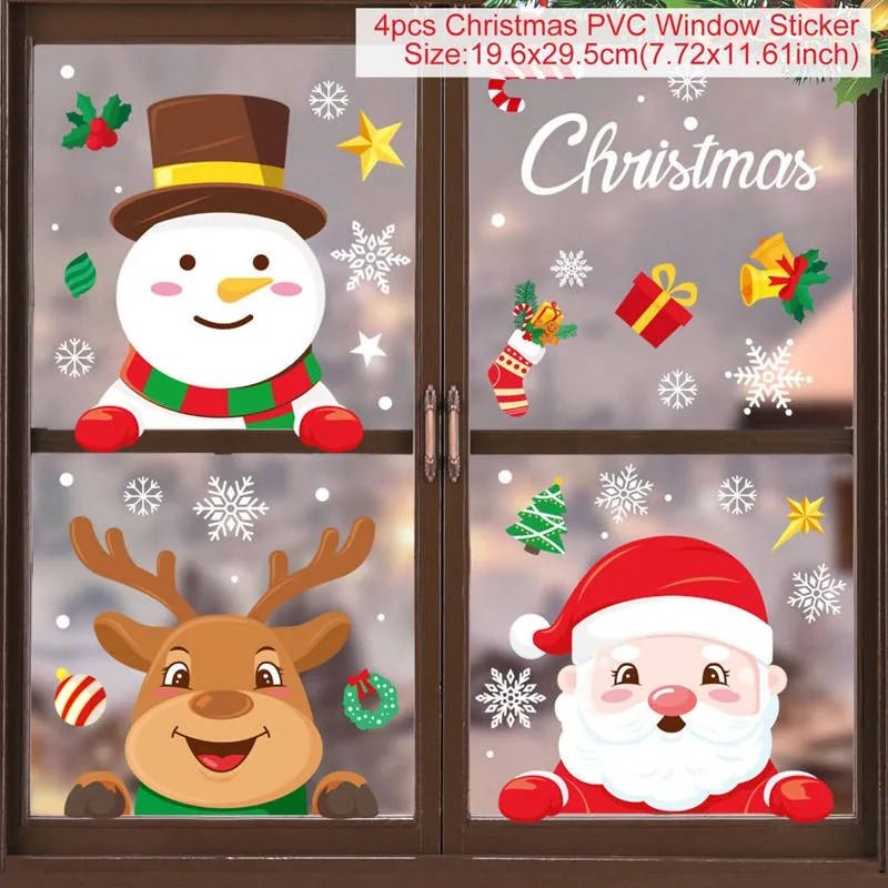 Adesivo de janela de natal, decorações de feliz natal para casa 2024, ornamento de natal, presentes de natal, ano novo 2025