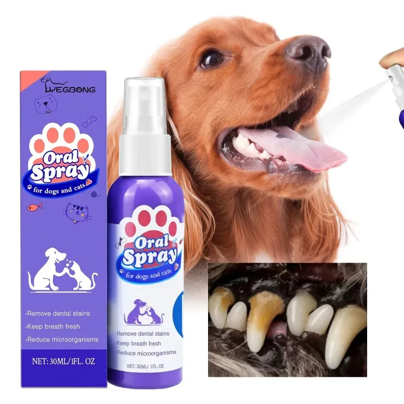 Spray de Cuidado Oral para Cães Limpeza de Dentes de Animais de Estimação Hálito Fresco Higiene Dental Diária Cuidado Suave para a Boca Fácil de Usar