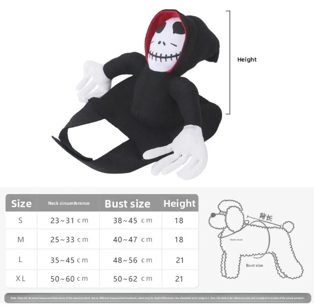 Fantasia de Halloween para Cães de Estimação, Estilo Esqueleto Ceifador, Roupa de Cosplay para Cães, Traje Engraçado para Cães de Médio e Grande Porte, Vestido de Festa para Cães