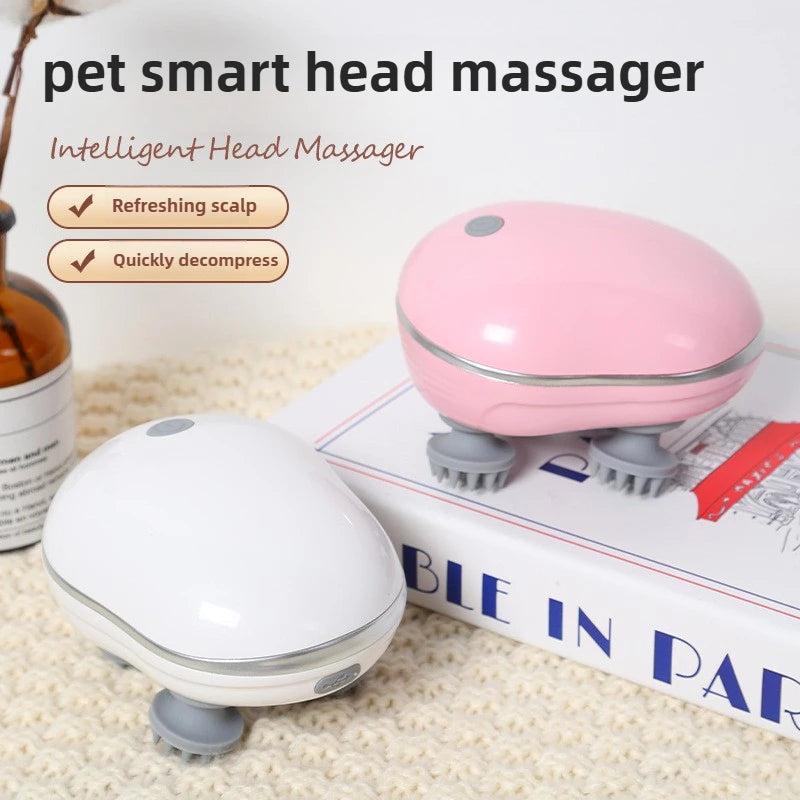 Animal de estimação cabeça elétrica massageador instrumento multi-funcional carregamento gato descompressão relaxar tecido amassar produtos vibratórios para animais de estimação