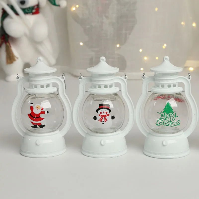 Portátil led natal papai noel boneco de neve lanternas decoração interior luzes alimentado por bateria para casa natal ano novo navidad ornamentos