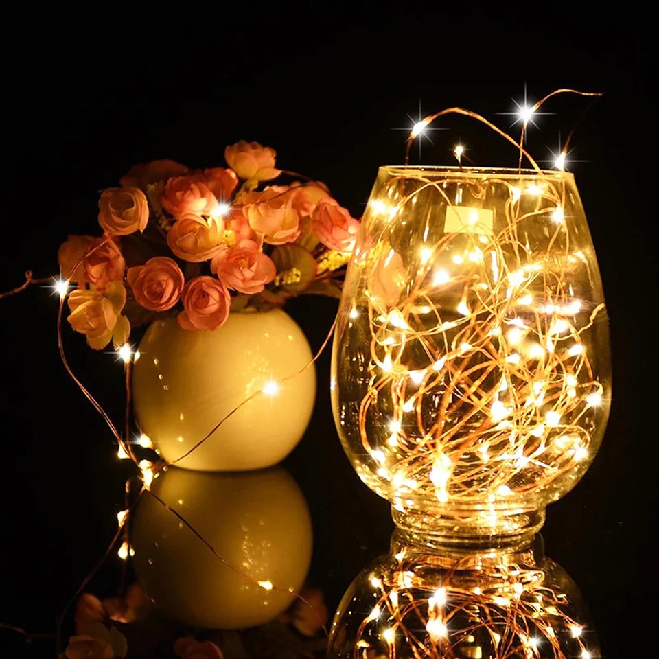 1 pçs 1m 2 3m 5m fio de cobre led luzes da corda iluminação do feriado guirlanda de fadas para a árvore de natal festa de casamento decoração natal
