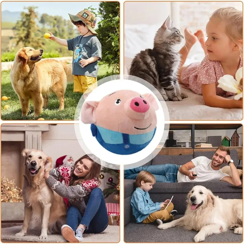 Brinquedo Eletrônico para Animais de Estimação, Bola para Gato, Bola Saltitante para Cães, Bola com Música e Vibração, Bola Interativa para Mastigar, Brinquedo de Pelúcia em Movimento para Cães