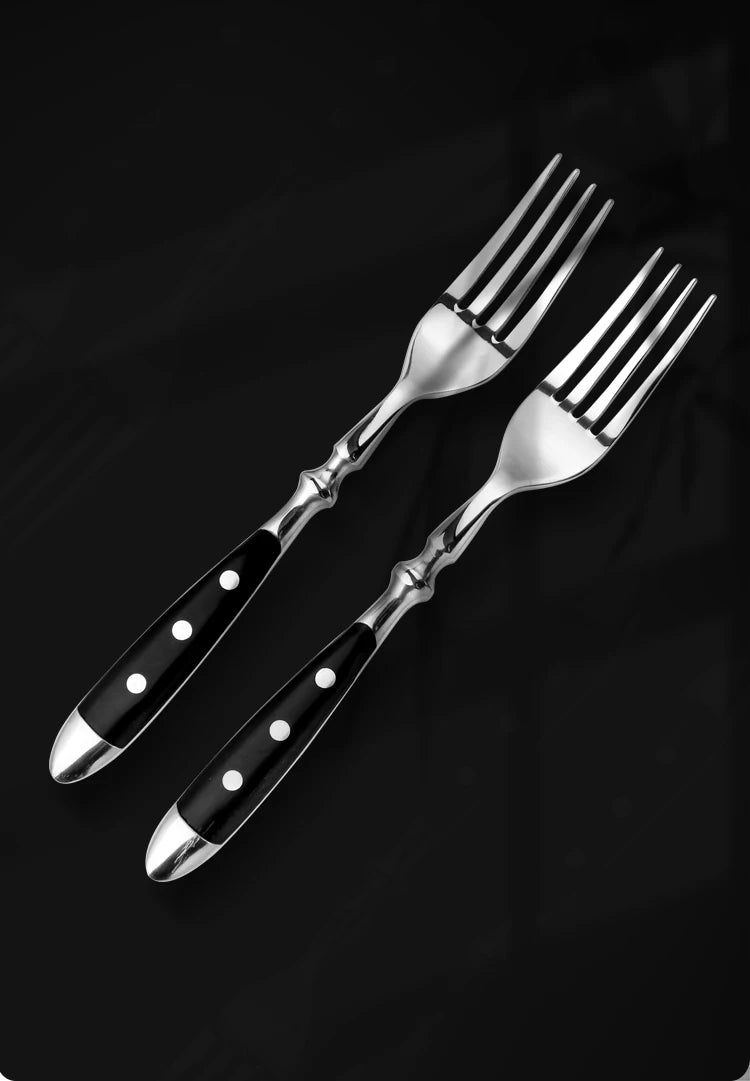 Clássico elegante conjunto de talheres de aço inoxidável garfo colher faca completa jantar garfo bife faca colher de chá criativo conjunto de louça