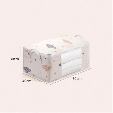 Bolsa organizadora de armazenamento de roupas de grande capacidade com alça reforçada, adequada para cobertores e roupa de cama, dobrável com zíper resistente.