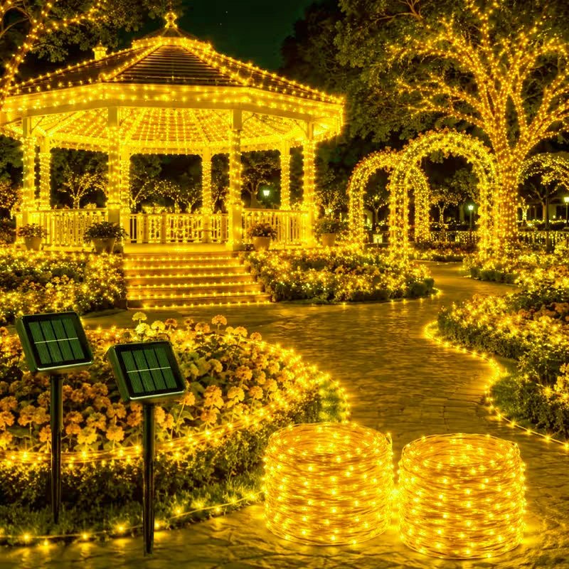 Luzes de Natal à Prova d'Água com 8 Modos, Luzes de Fada em Cordão, LED Alimentado por Energia Solar para Decoração de Árvore, Pátio, Quintal e Jardim Externo - Kasa & Pet
