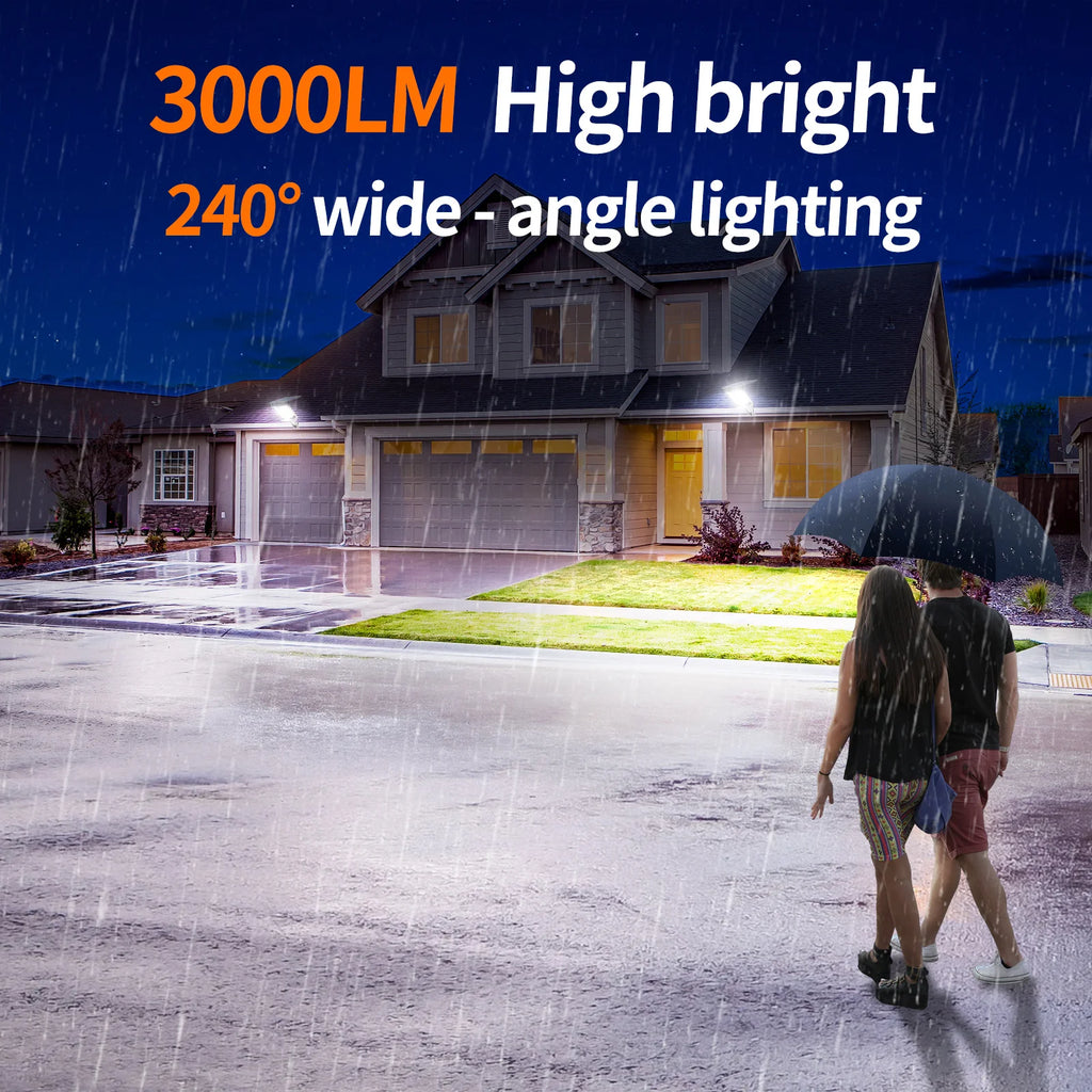 Luz de Segurança Solar para Exterior Intelamp 12500mAh com Longa Duração da Bateria e Painel Solar Super Grande para Jardim e Caminho