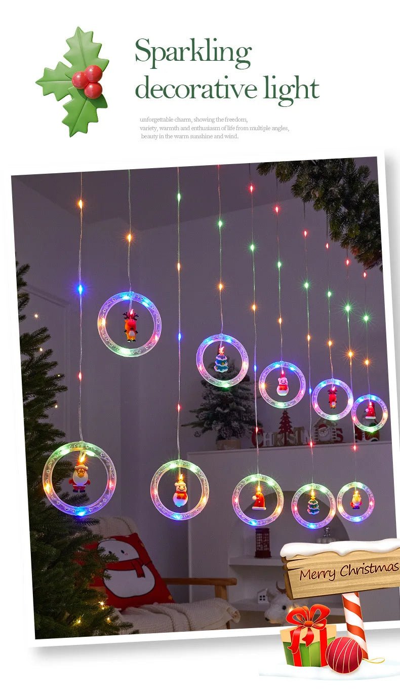 Decoração de lâmpada de janela de natal luzes de cortina de fadas 8 modos de trabalho luzes de corda de árvore de natal para festa de casamento decoração de casa